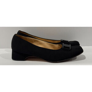 Salvatore Ferragamo Black Satin Low Heels - Women's Size 8.5